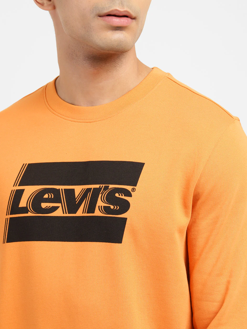 Men's Brand Logo Crew Neck Sweatshirt Orange - Image 5