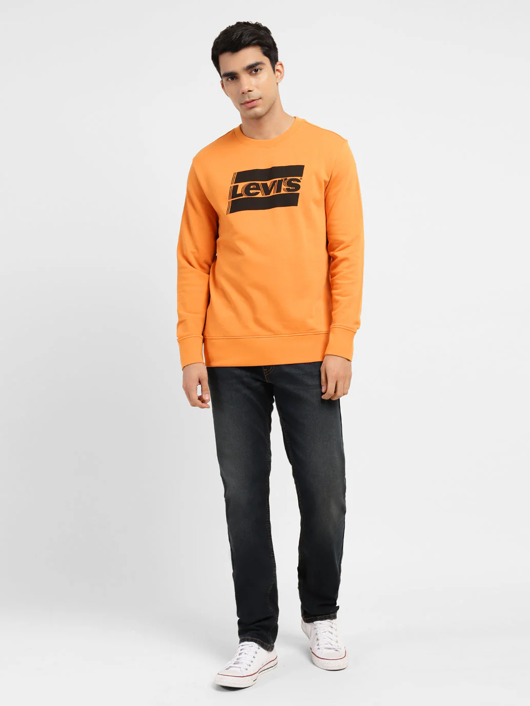 Men's Brand Logo Crew Neck Sweatshirt Orange - Image 6