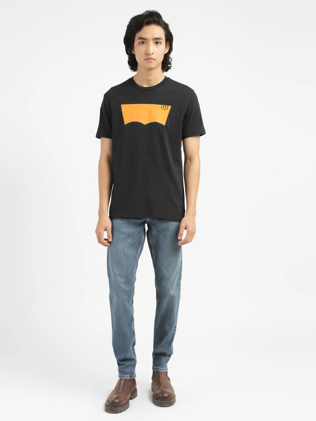 Men's Brand Logo Crew Neck T-shirt Black - Image 5