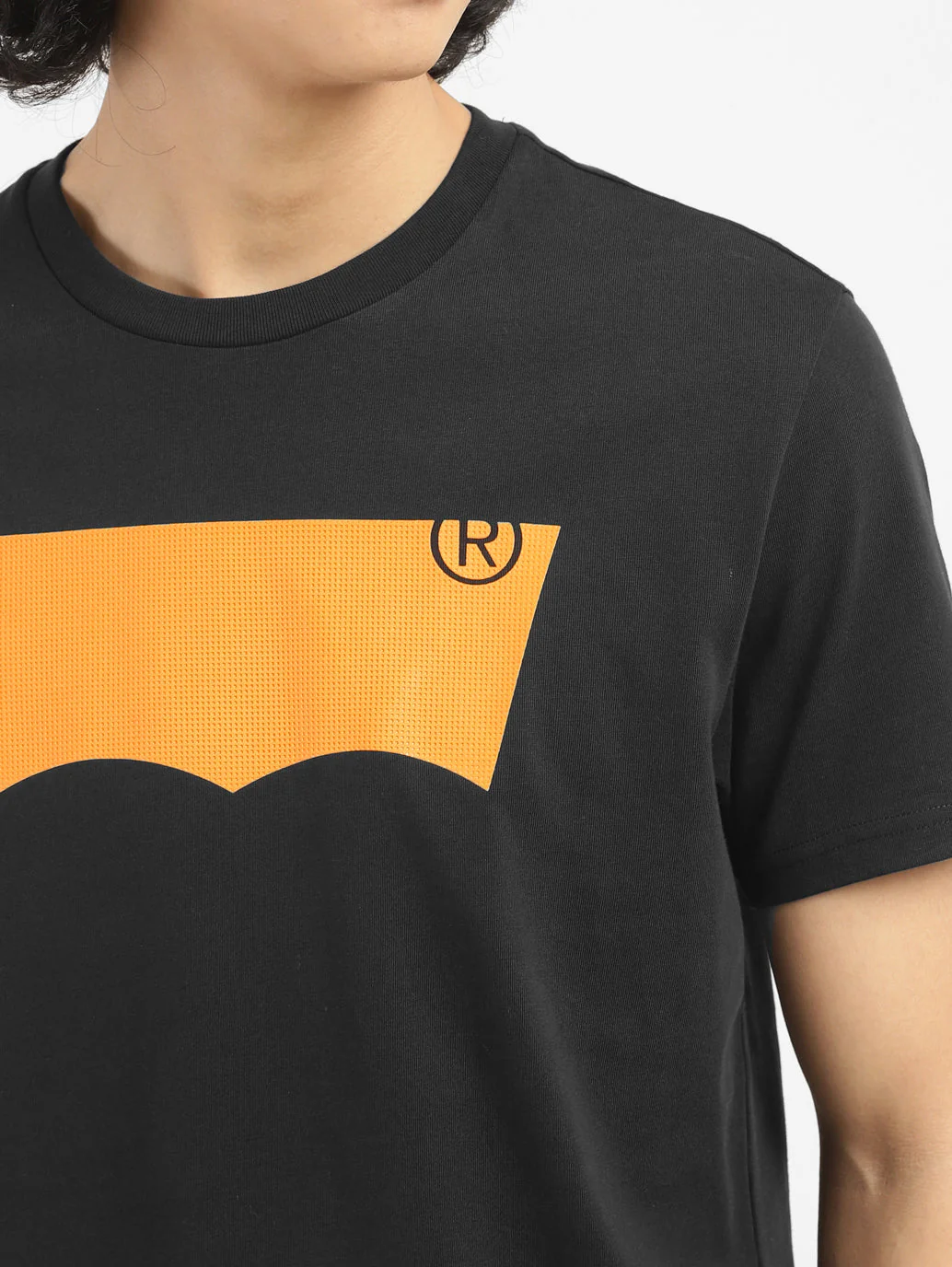 Men's Brand Logo Crew Neck T-shirt Black - Image 6
