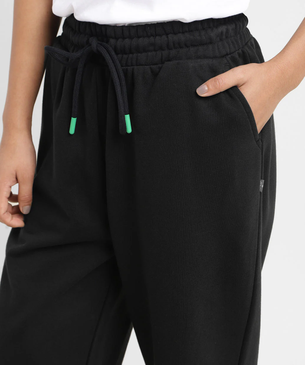 Women's Mid Rise Black Regular Fit Joggers - Image 5