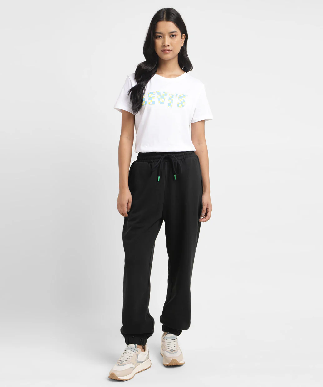 Women's Mid Rise Black Regular Fit Joggers - Image 7