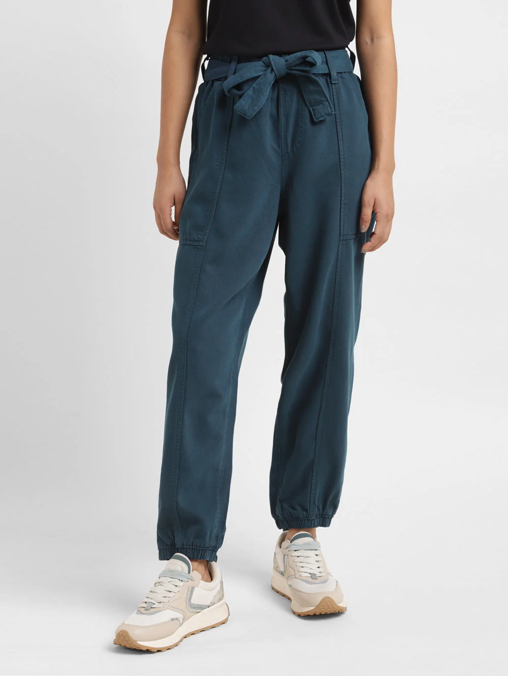 Women Mid Rise Teal Loose Tapered Fit Joggers