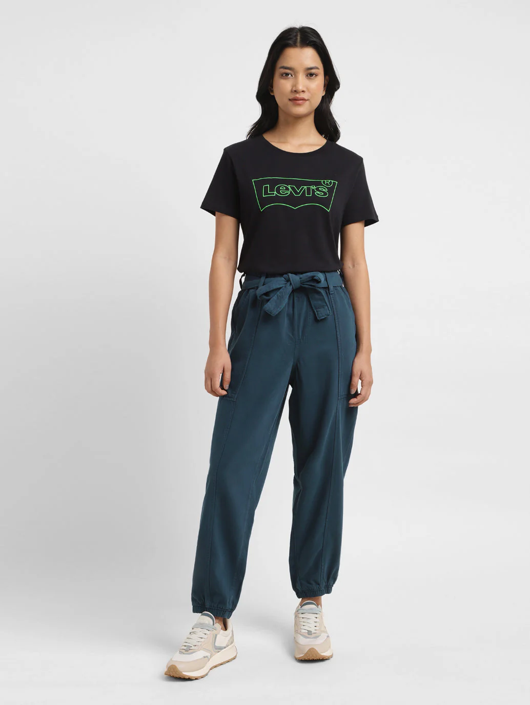 Women Mid Rise Teal Loose Tapered Fit Joggers - Image 7