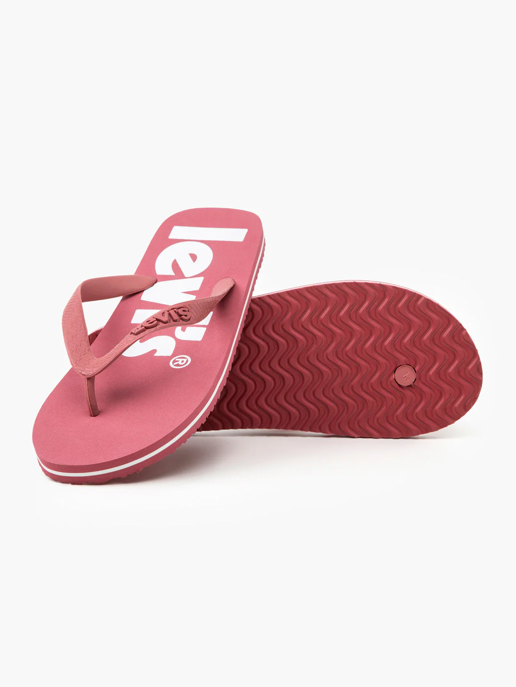 Unisex Dark Pink Debossed & Printed Logo Flip-Flops - Image 4