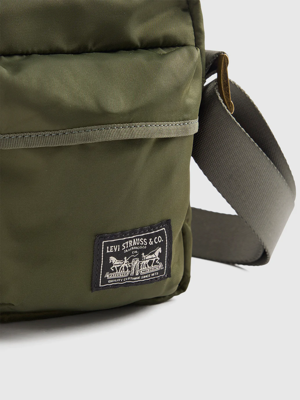 Unisex Olive Solid Crossbody Bag - Image 4