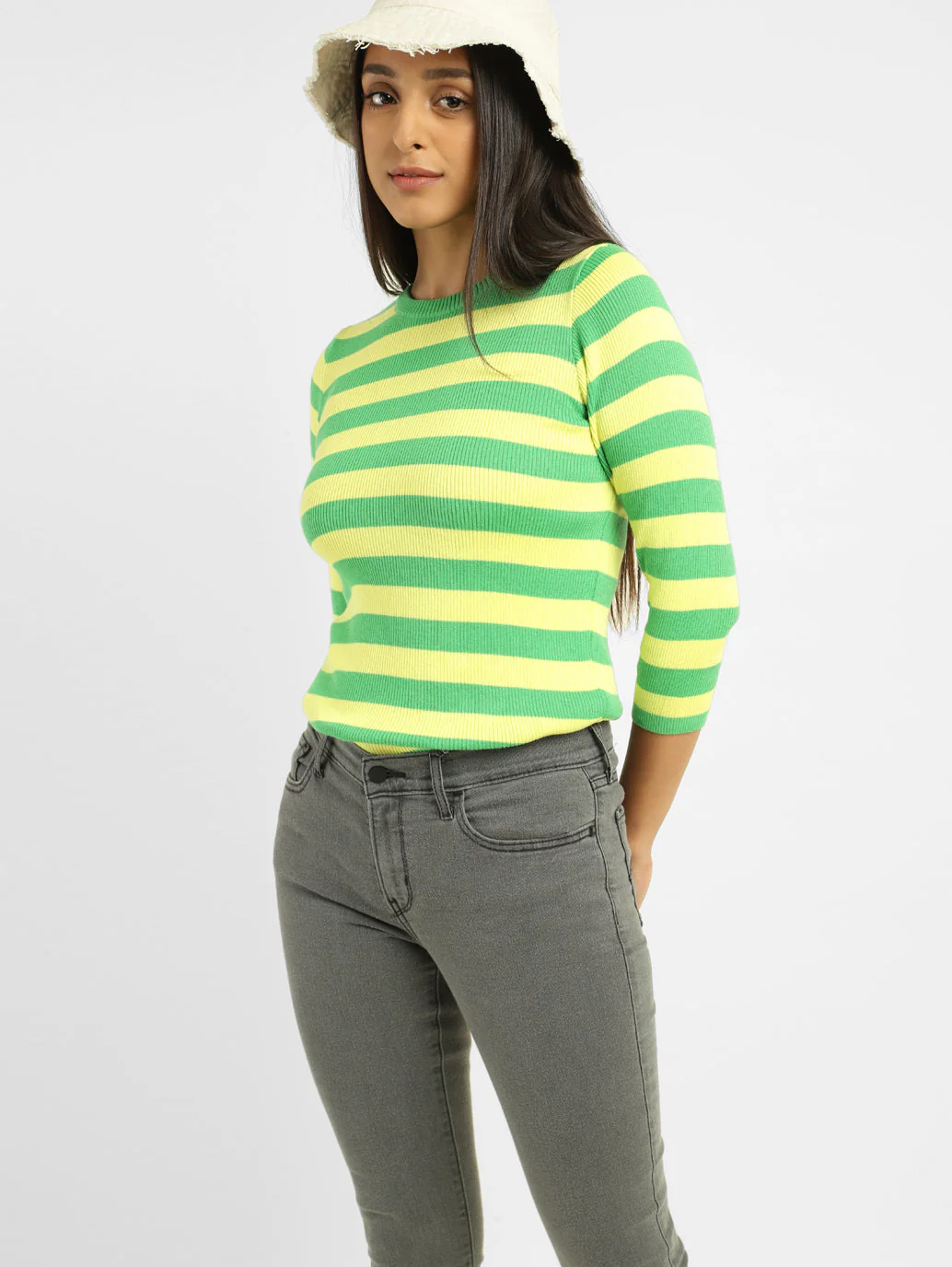 Women's Striped Crew Neck Sweater - Image 2