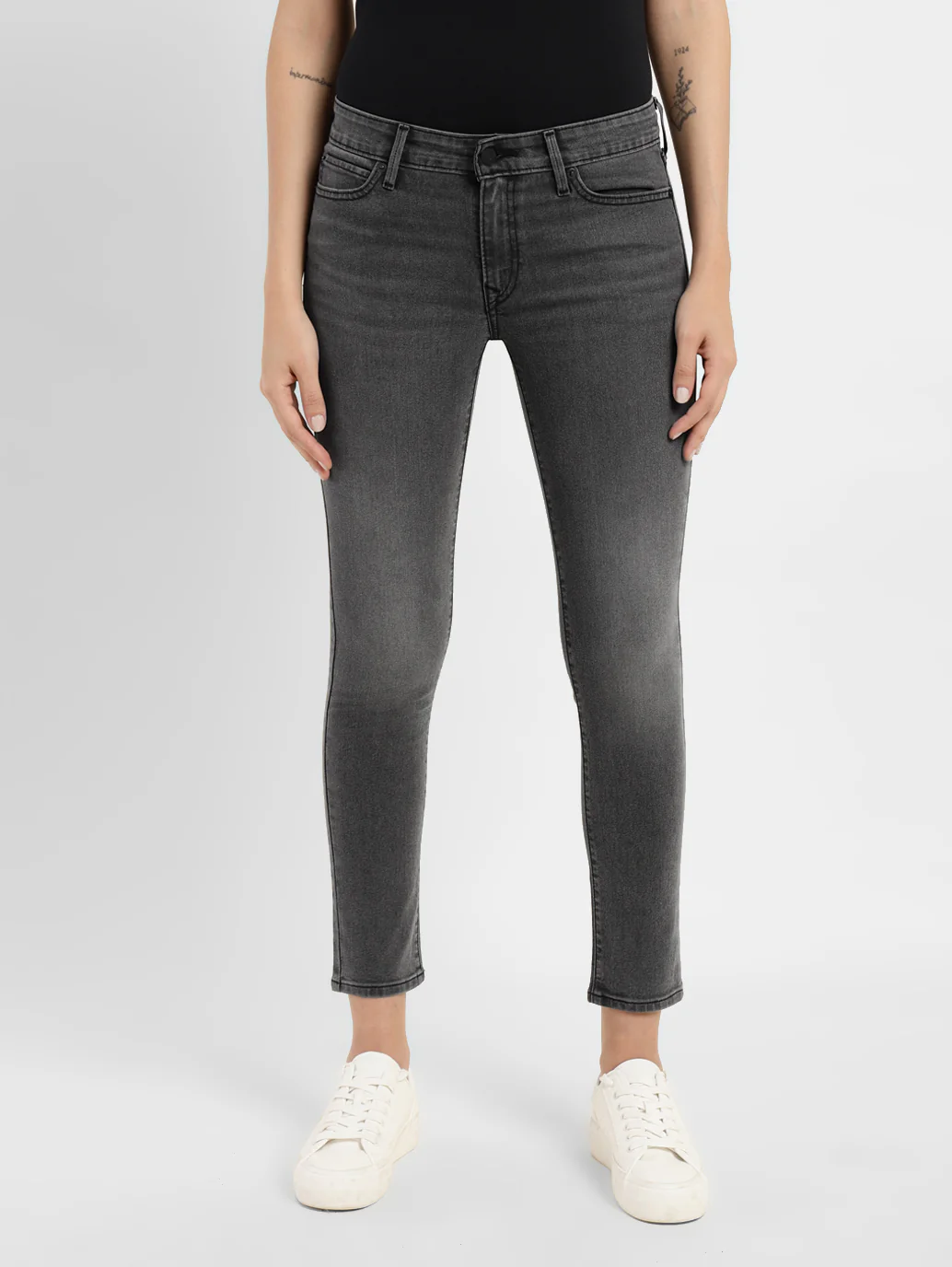 Women's 710 Grey Skinny Fit Mid Rise Jeans - Image 2