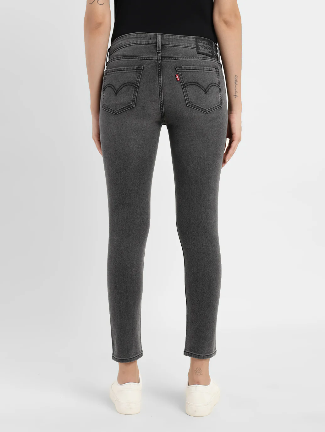 Women's 710 Grey Skinny Fit Mid Rise Jeans - Image 3