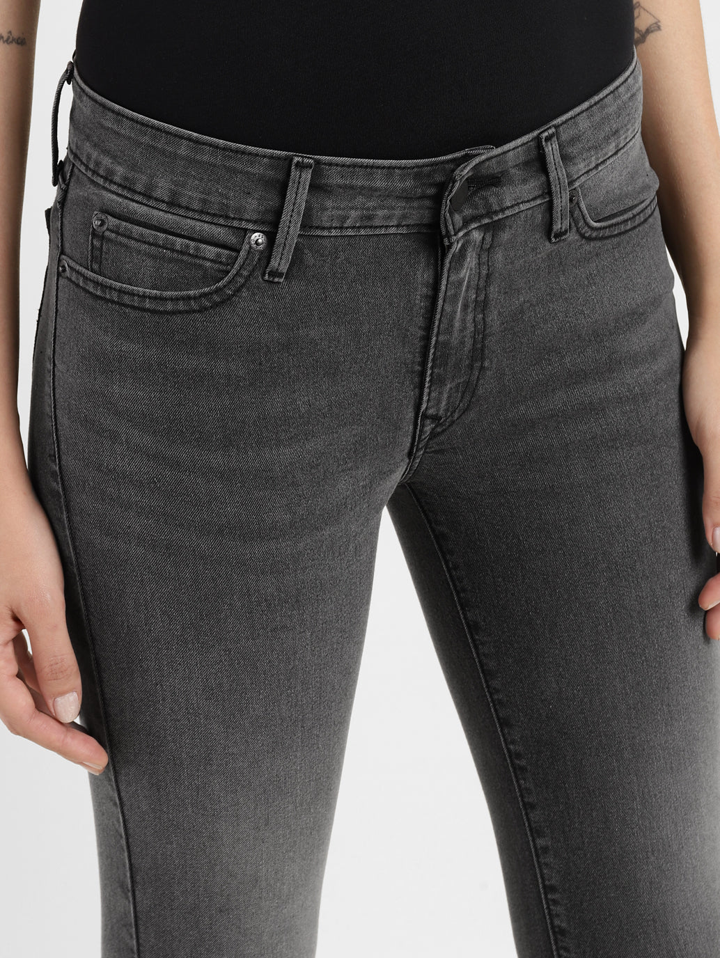 Women's 710 Grey Skinny Fit Mid Rise Jeans - Image 5