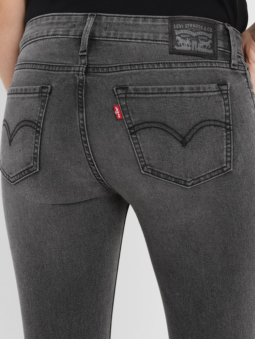Women's 710 Grey Skinny Fit Mid Rise Jeans - Image 6