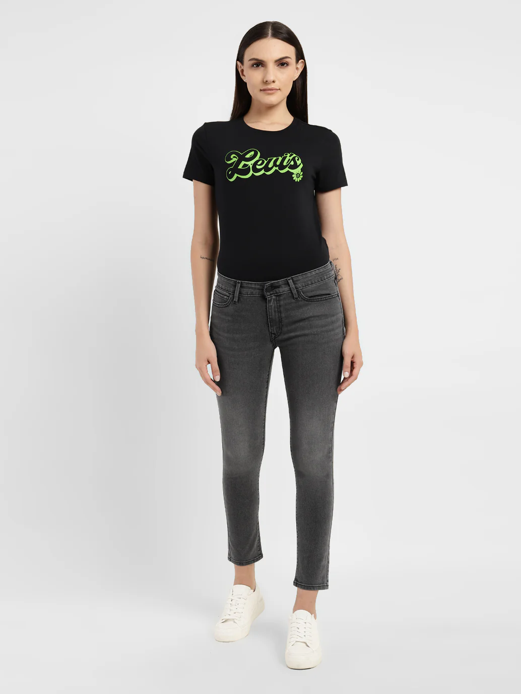 Women's 710 Grey Skinny Fit Mid Rise Jeans - Image 7