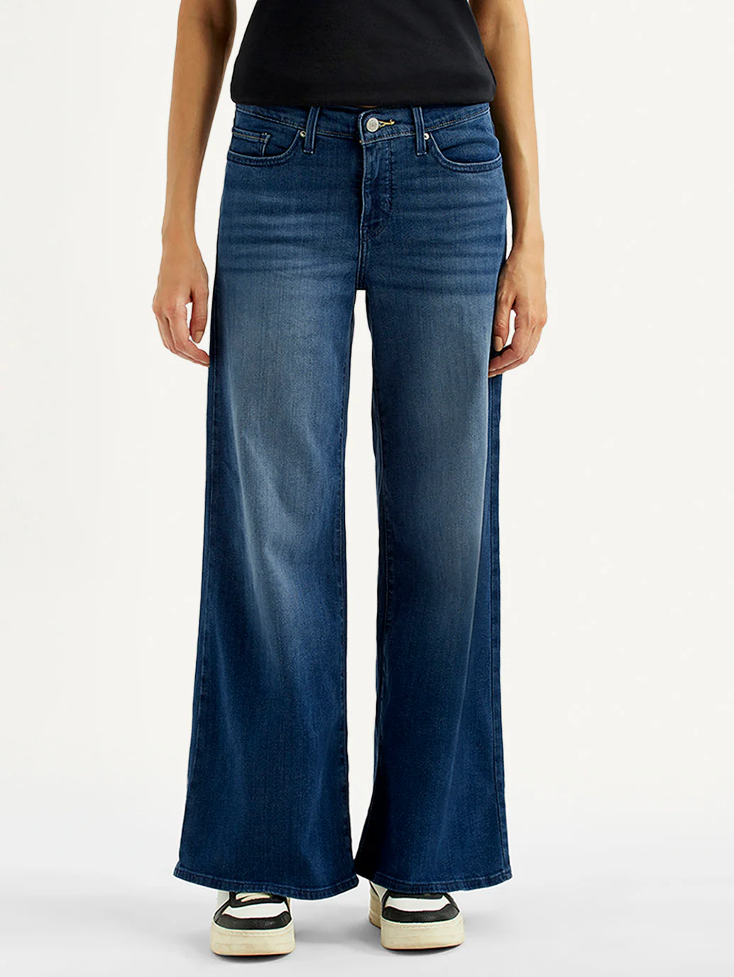 Women's 318 Blue Shaping Wide Leg Fit Mid Rise Jeans - Image 2