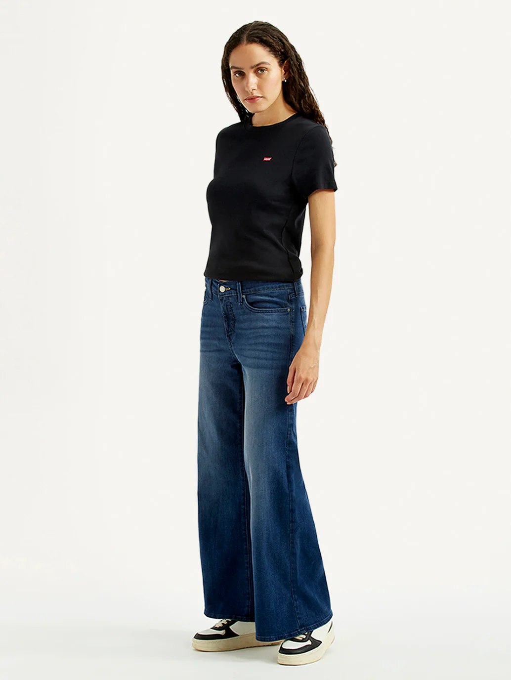 Women's 318 Blue Shaping Wide Leg Fit Mid Rise Jeans - Image 5