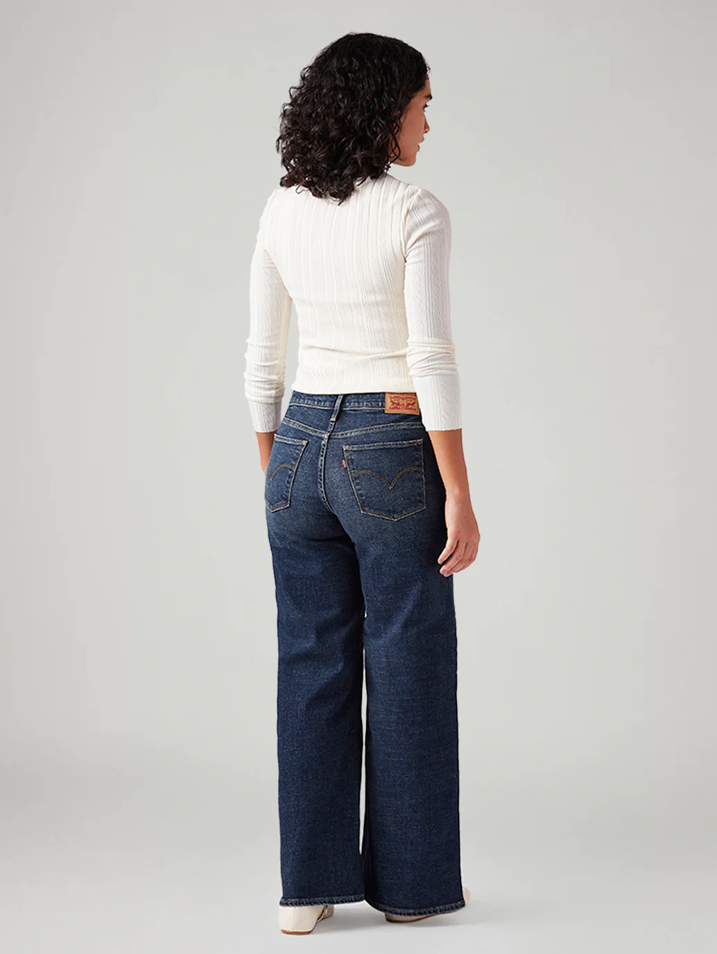 Women's 318 Blue Shaping Wide Leg Fit Mid Rise Jeans - Image 4