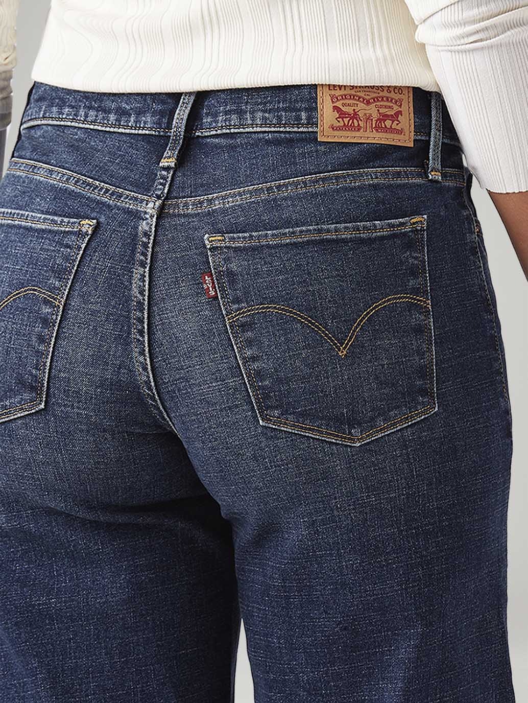 Women's 318 Blue Shaping Wide Leg Fit Mid Rise Jeans - Image 5