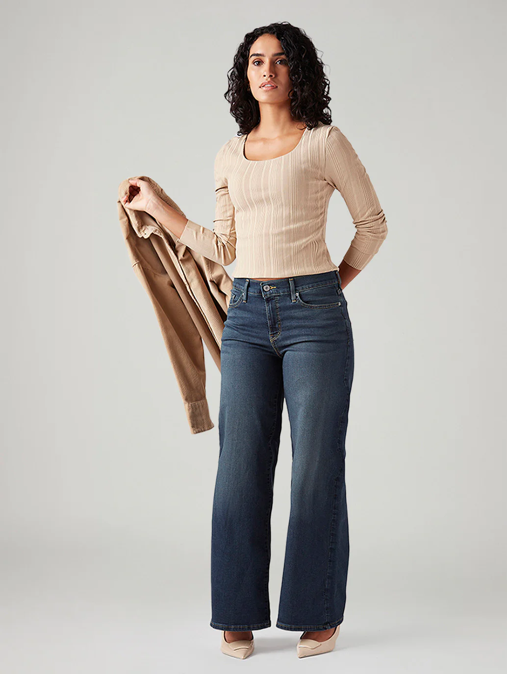 Women's 318 Blue Shaping Wide Leg Fit Mid Rise Jeans