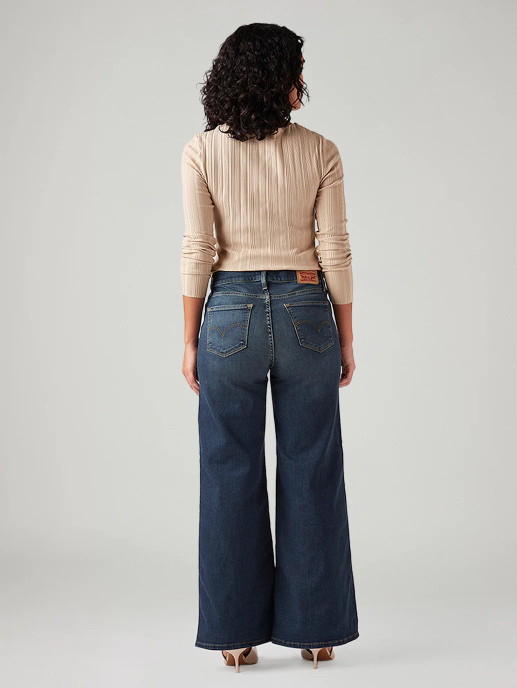 Women's 318 Blue Shaping Wide Leg Fit Mid Rise Jeans - Image 4