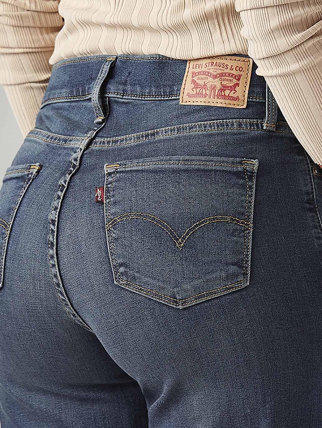Women's 318 Blue Shaping Wide Leg Fit Mid Rise Jeans - Image 5