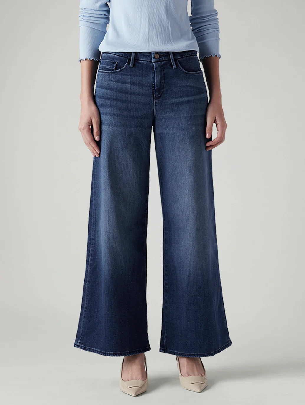Women's 318 Blue Wide Leg Fit Mid Rise Redloop Jeans - Image 2