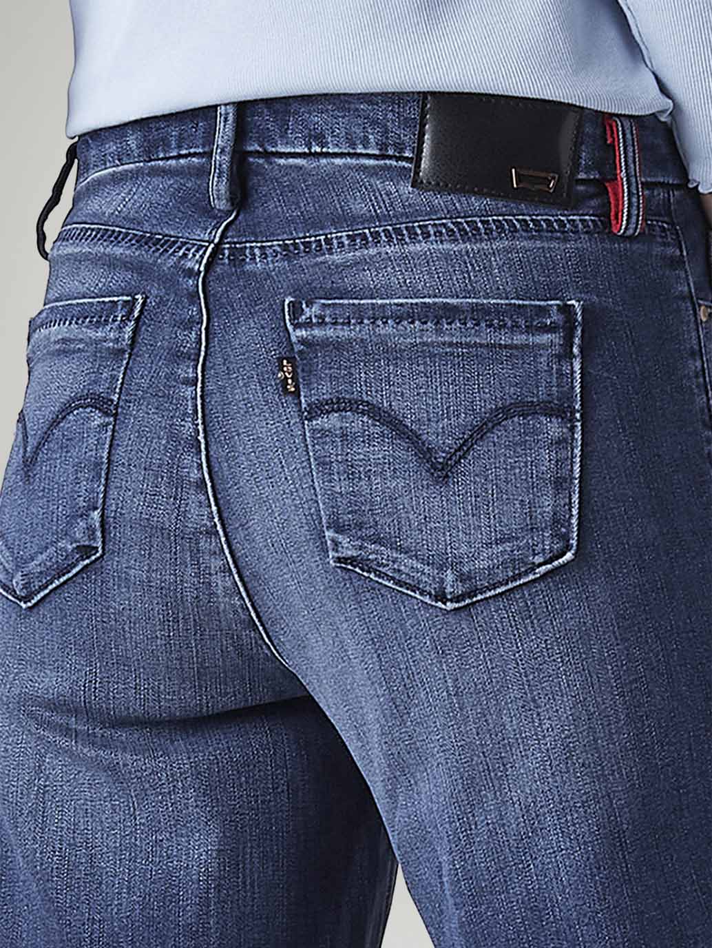 Women's 318 Blue Wide Leg Fit Mid Rise Redloop Jeans - Image 5