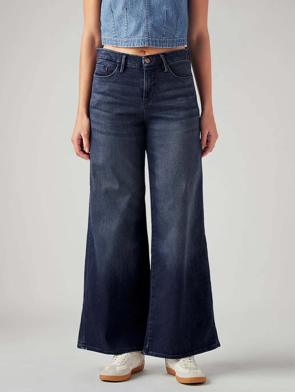 Women's 318 Dark Blue Shaping Wide Leg Fit Mid Rise Redloop Jeans - Image 2