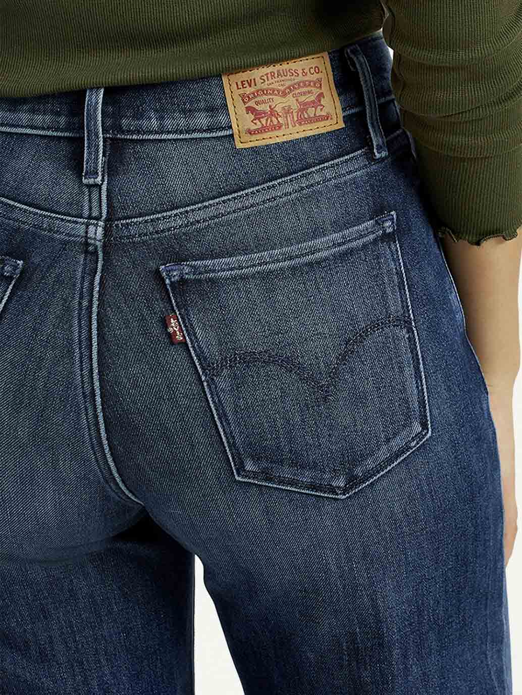 Women's 318 Dark Indigo Shaping Wide Leg Fit Mid Rise Jeans - Image 5