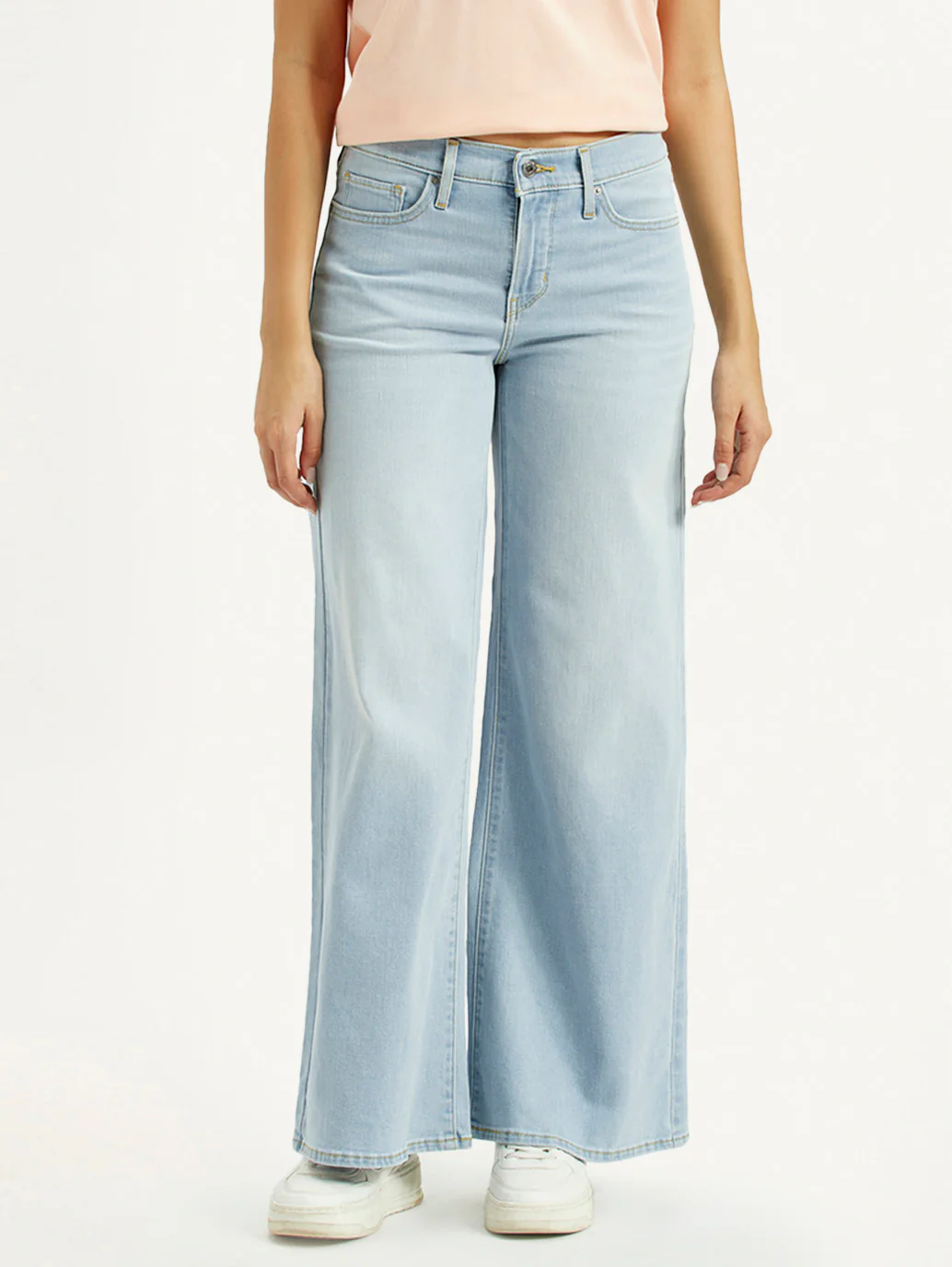 Women's 318 Light Indigo Shaping Wide Leg Fit Mid Rise Jeans - Image 2