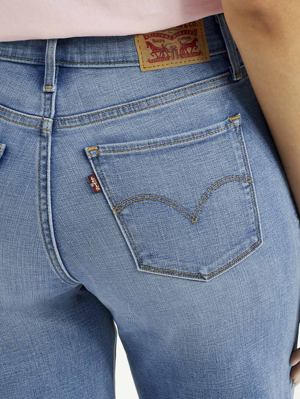 Women's 318 Med Indigo Shaping Wide Leg Fit Mid Rise Jeans - Image 6