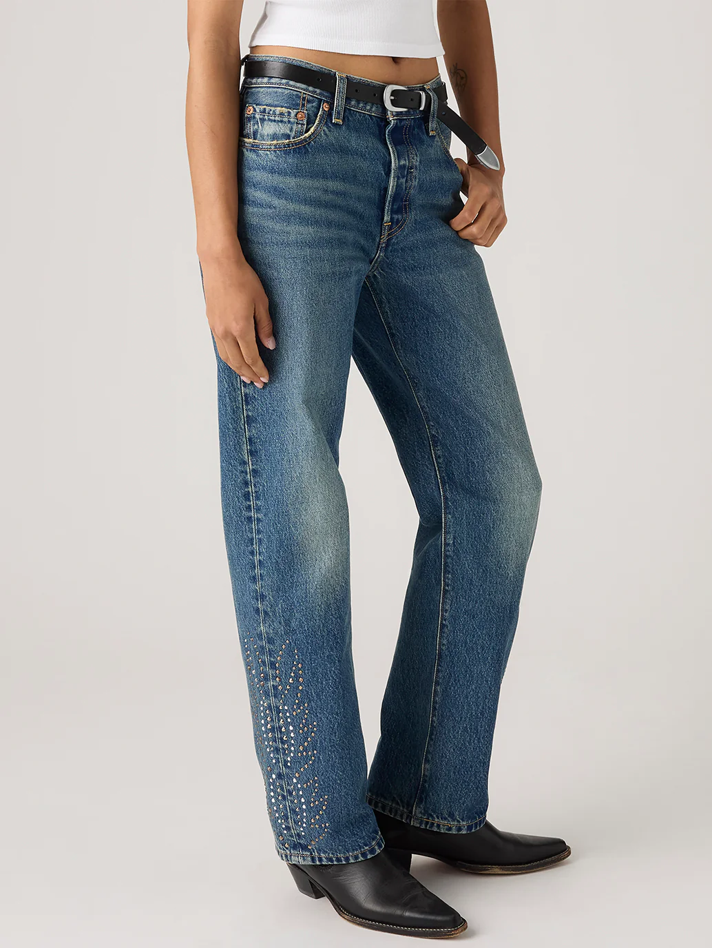 Women's 501'90s Dark Indigo Straight Fit Mid Rise Jeans - Image 6