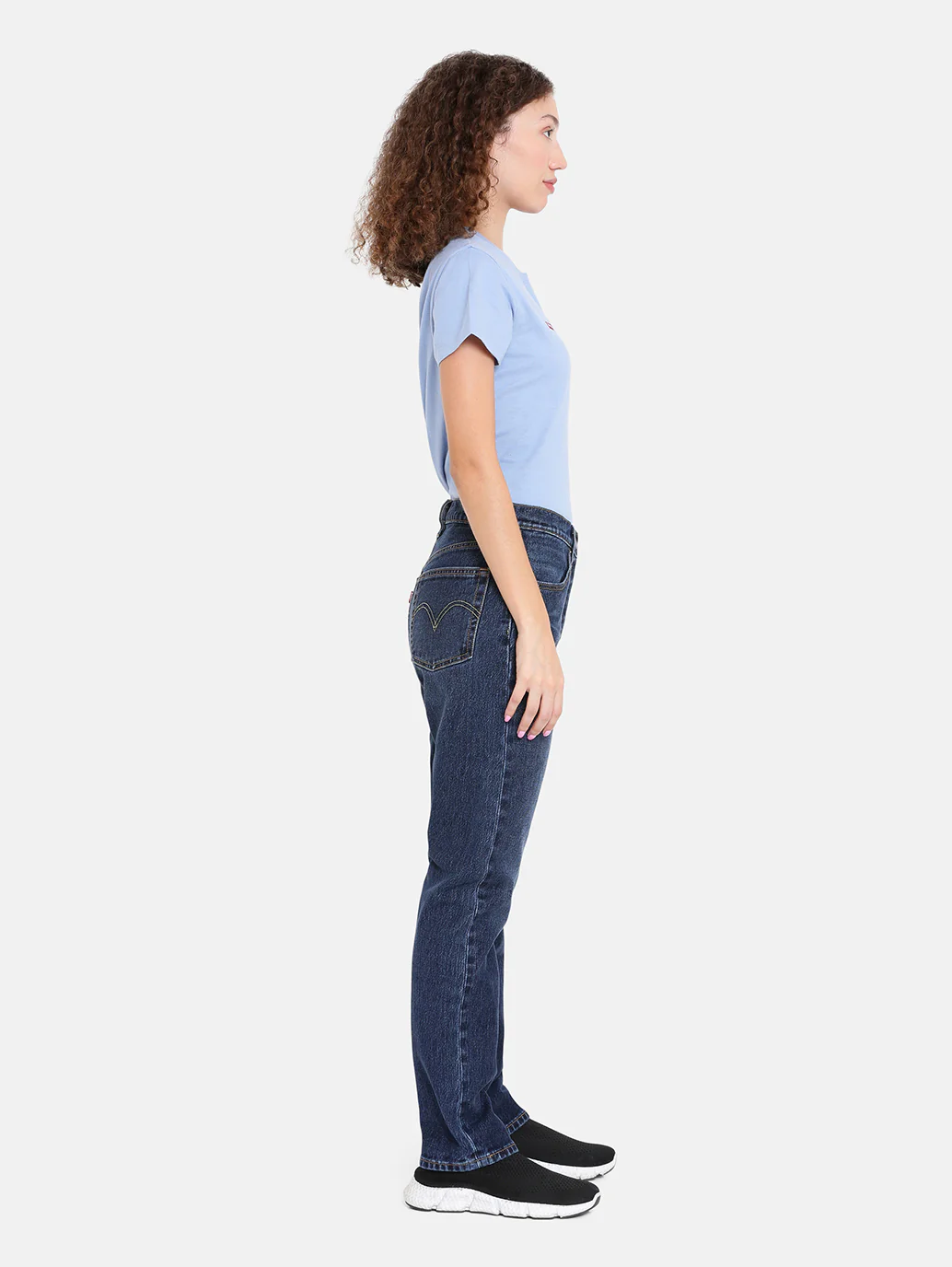Women's 501 Dark Indigo Straight Fit High Rise Jeans - Image 3