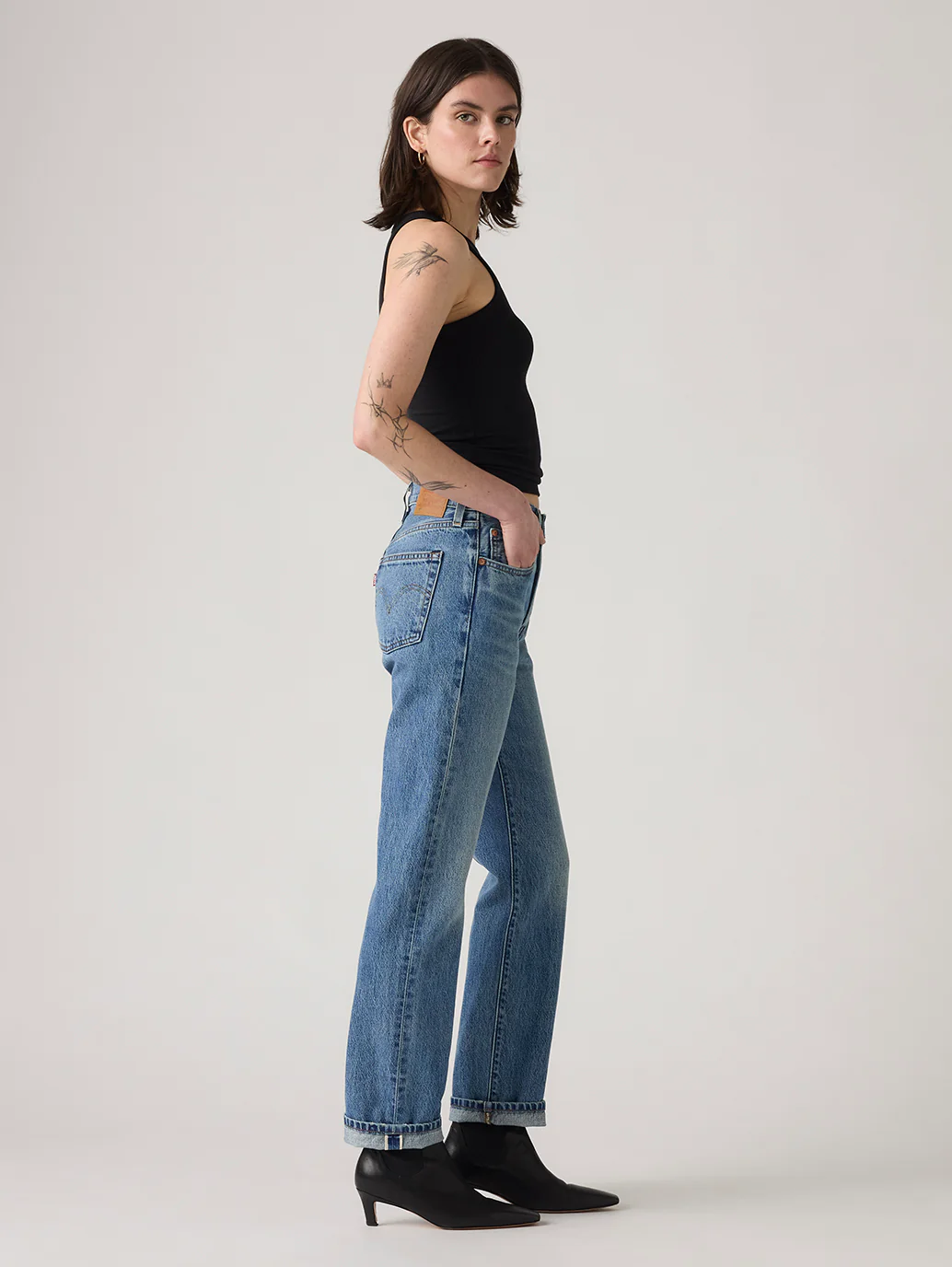 Women's 501 Indigo Straight Fit High Rise Jeans - Image 3