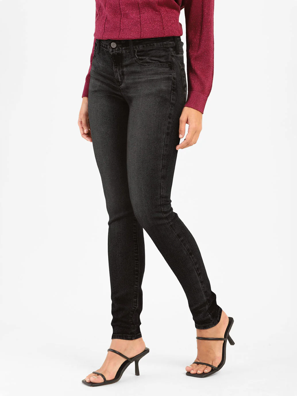 Women's 710 Black Skinny Fit Mid Rise Jeans - Image 14