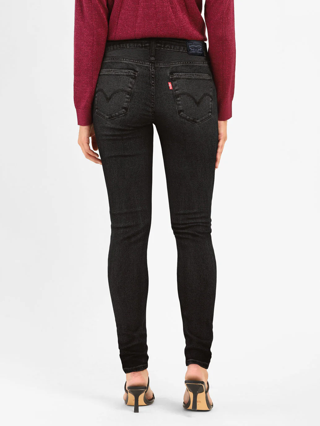 Women's 710 Black Skinny Fit Mid Rise Jeans - Image 17