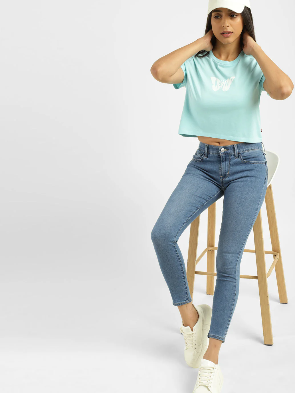 Women's 710 Blue Skinny Fit Mid Rise Jeans