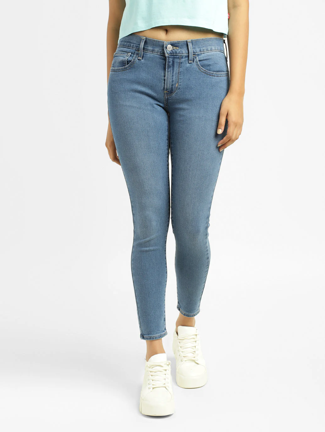 Women's 710 Blue Skinny Fit Mid Rise Jeans - Image 2