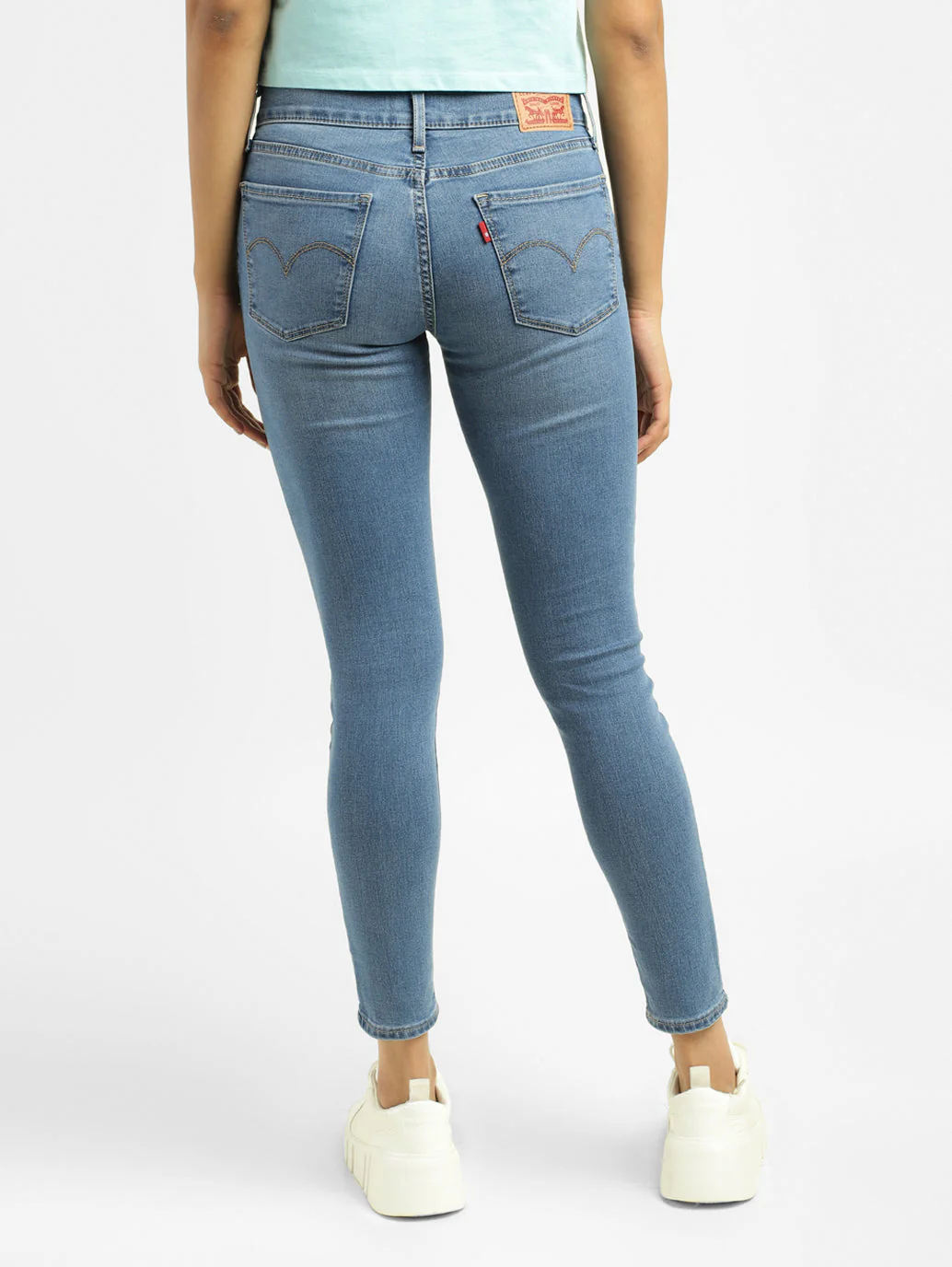 Women's 710 Blue Skinny Fit Mid Rise Jeans - Image 3