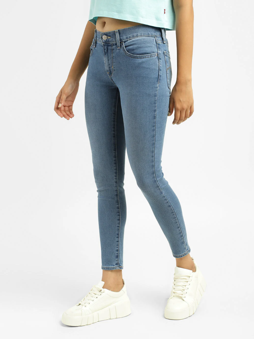 Women's 710 Blue Skinny Fit Mid Rise Jeans - Image 4