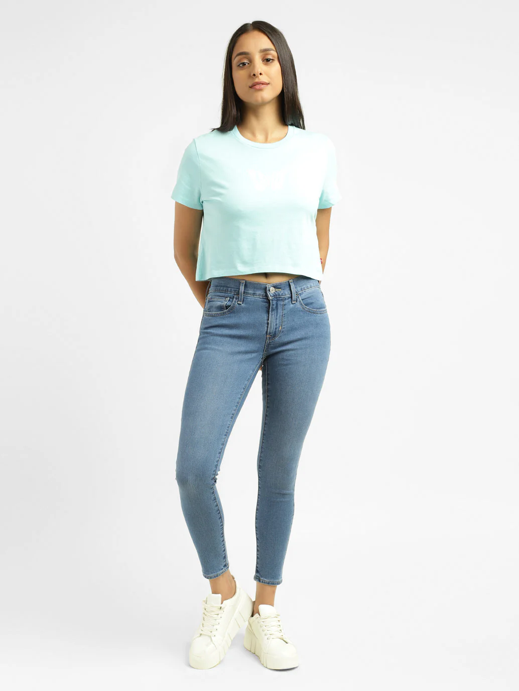 Women's 710 Blue Skinny Fit Mid Rise Jeans - Image 7