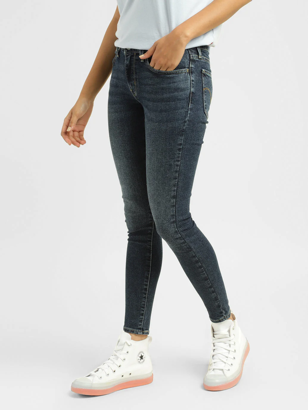 Women's 710 Blue Skinny Fit Mid Rise Jeans - Image 3
