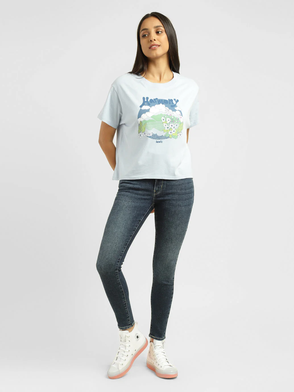 Women's 710 Blue Skinny Fit Mid Rise Jeans - Image 7