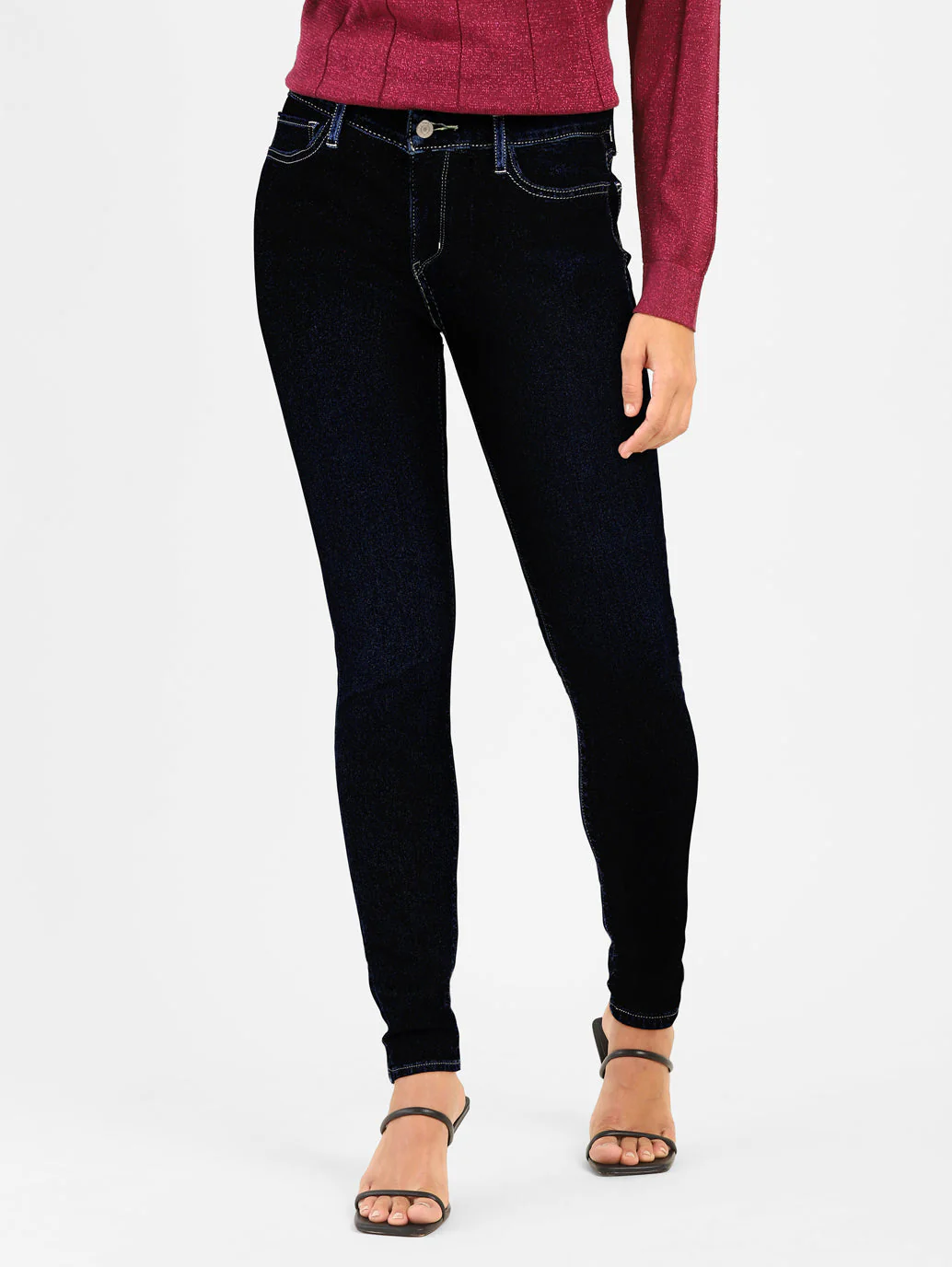 Women's 710 Blue Skinny Fit Mid Rise Jeans