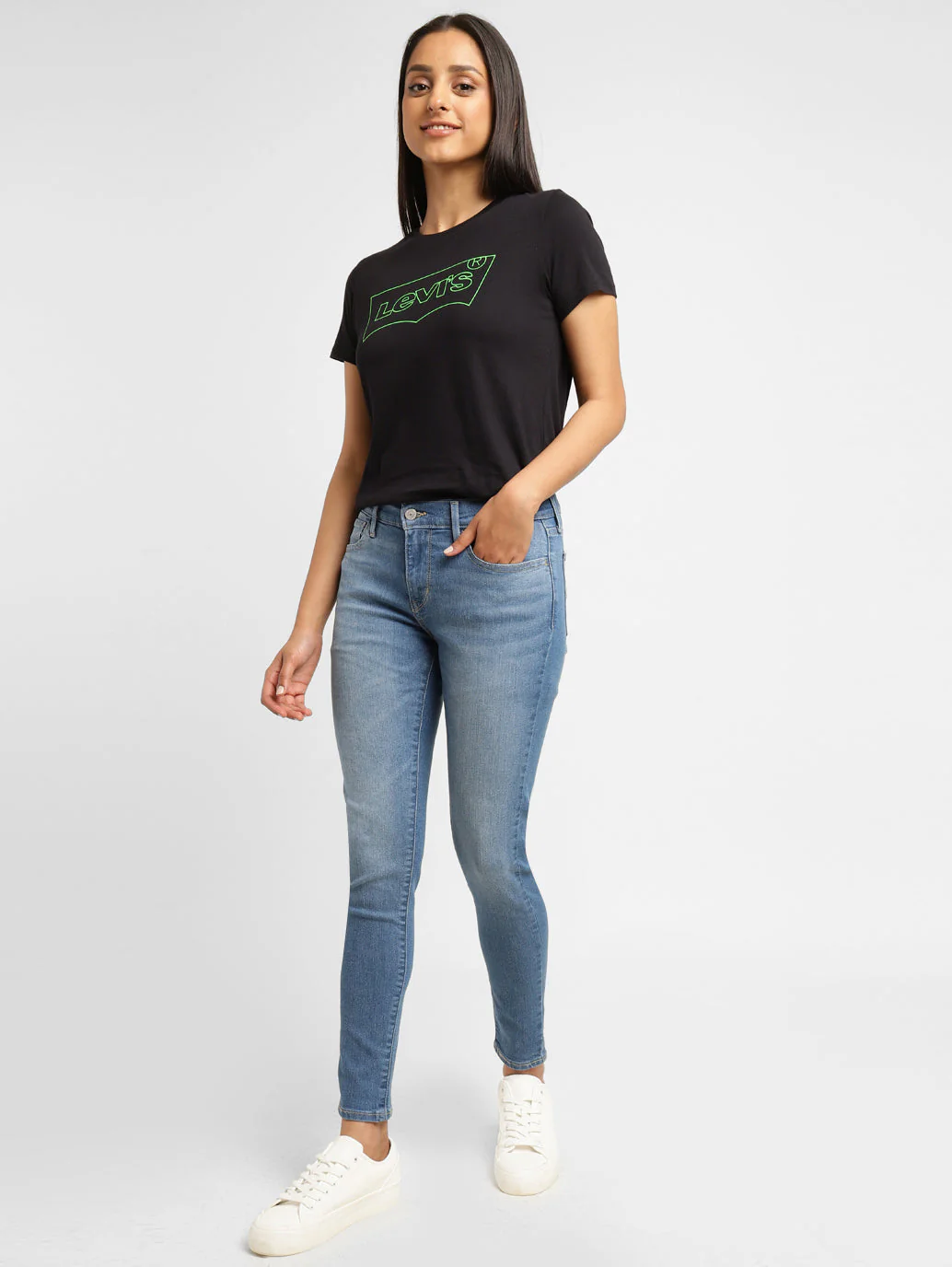 Women's 710 Blue Skinny Fit Mid Rise Jeans - Image 5