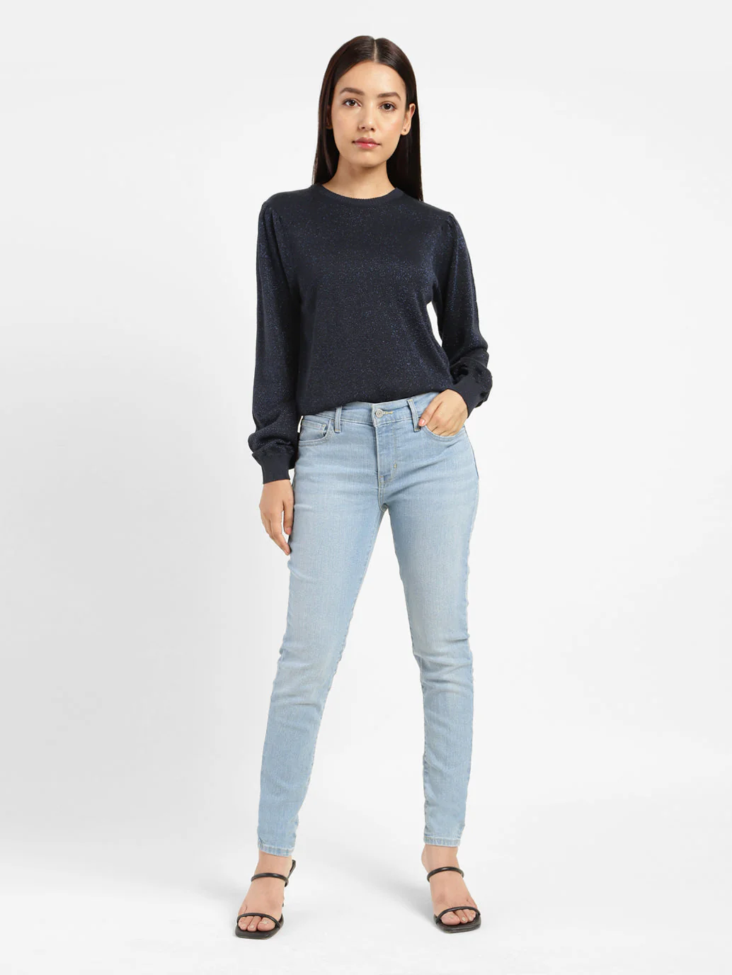 Women's 710 Blue Skinny Fit Mid Rise Jeans - Image 2