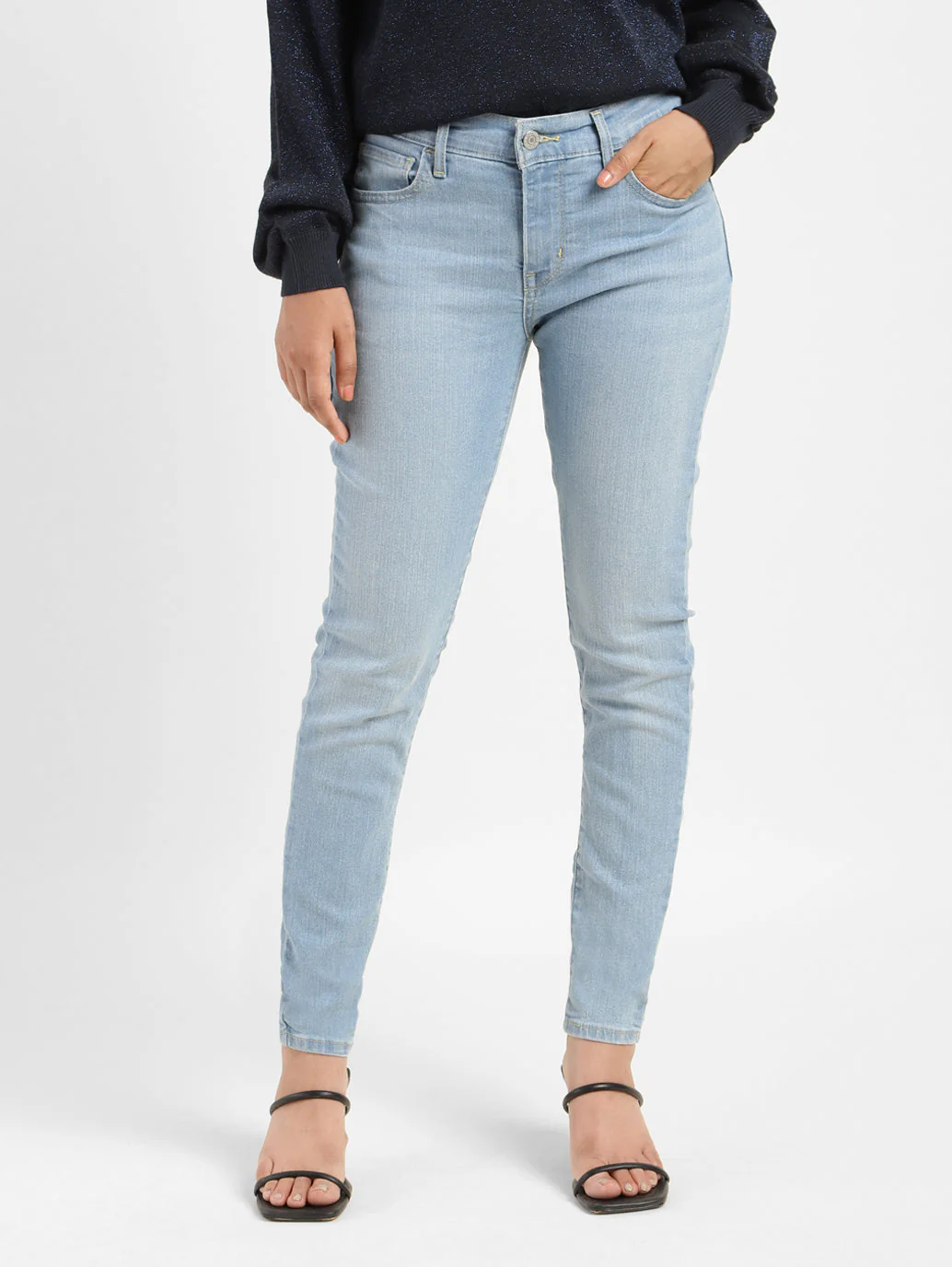 Women's 710 Blue Skinny Fit Mid Rise Jeans - Image 4