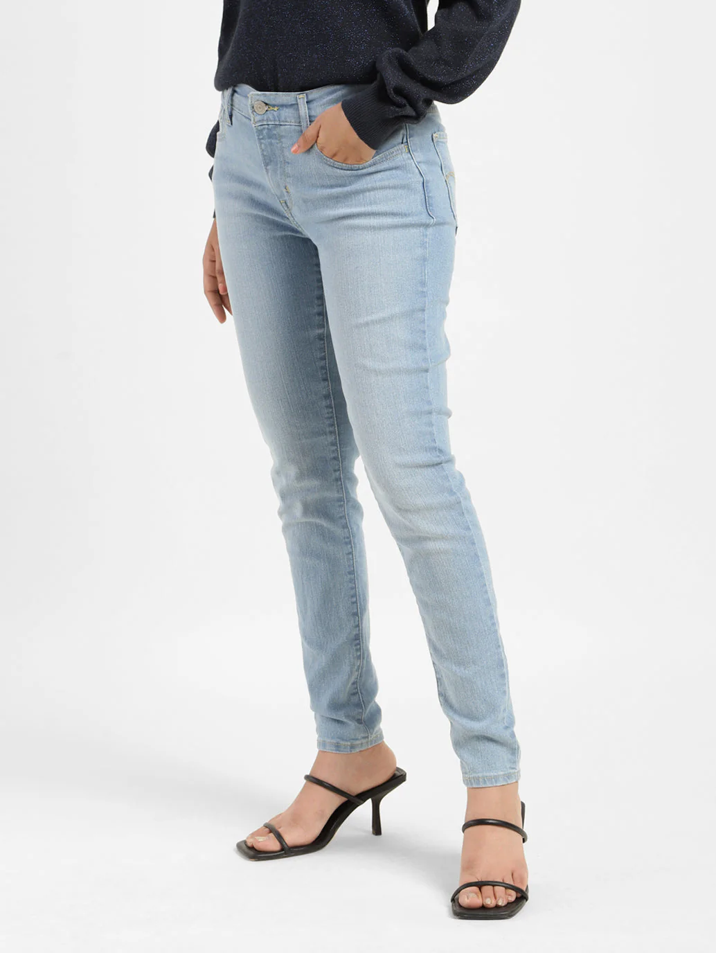 Women's 710 Blue Skinny Fit Mid Rise Jeans - Image 6