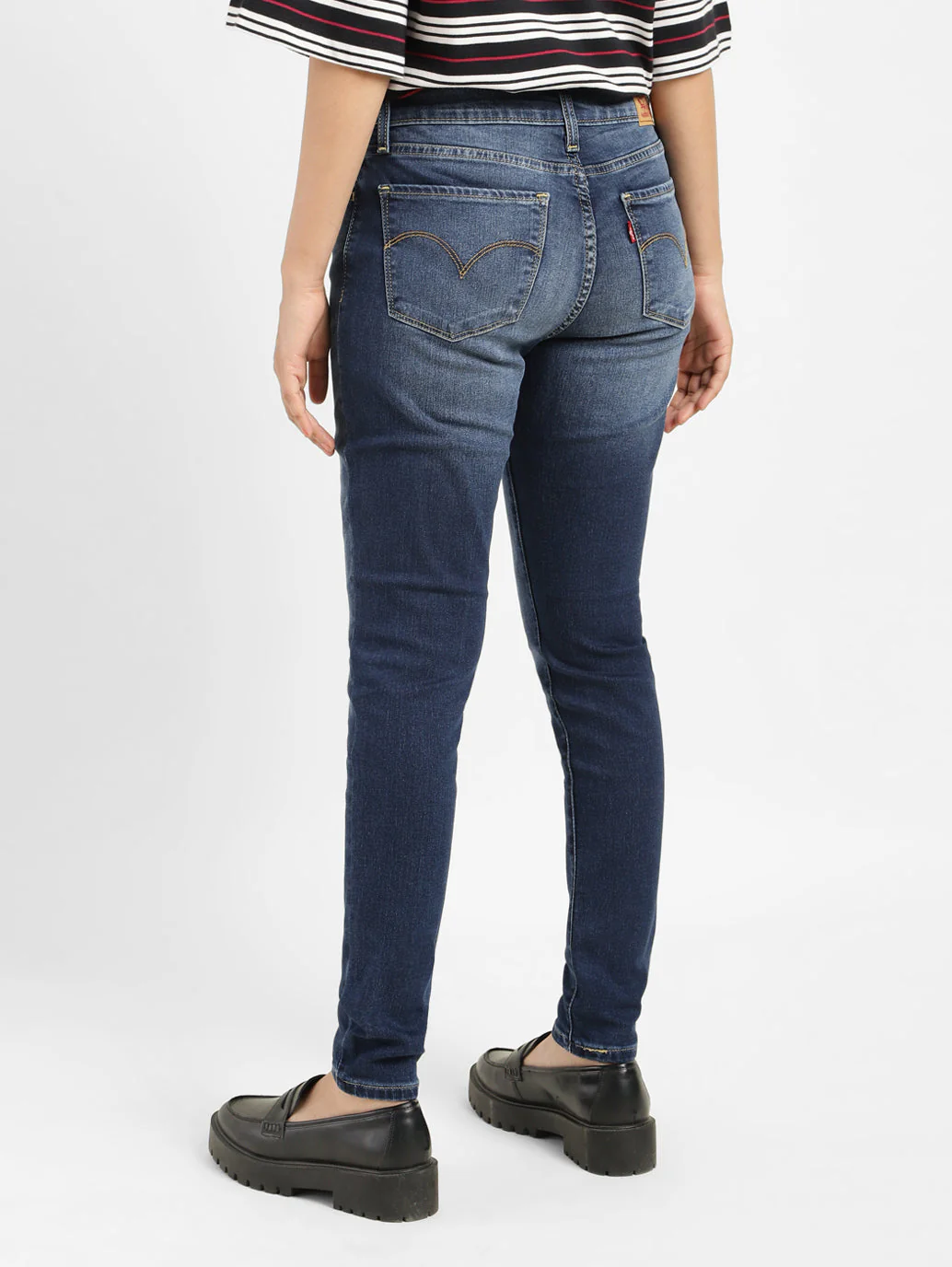 Women's 710 Blue Skinny Fit Mid Rise Jeans - Image 3