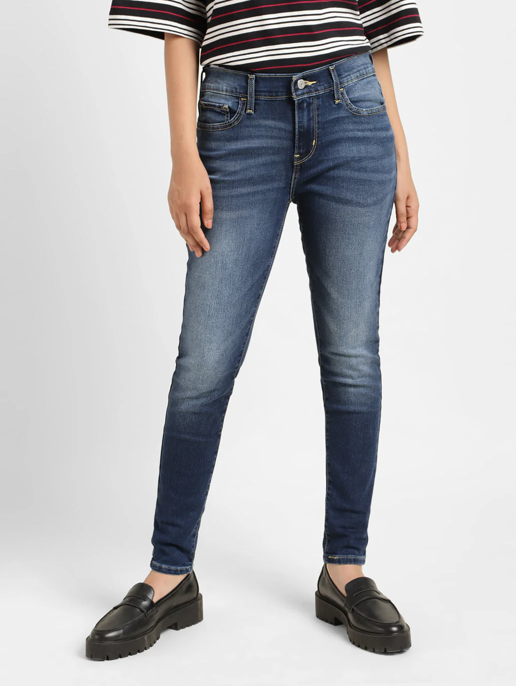 Women's 710 Blue Skinny Fit Mid Rise Jeans - Image 4