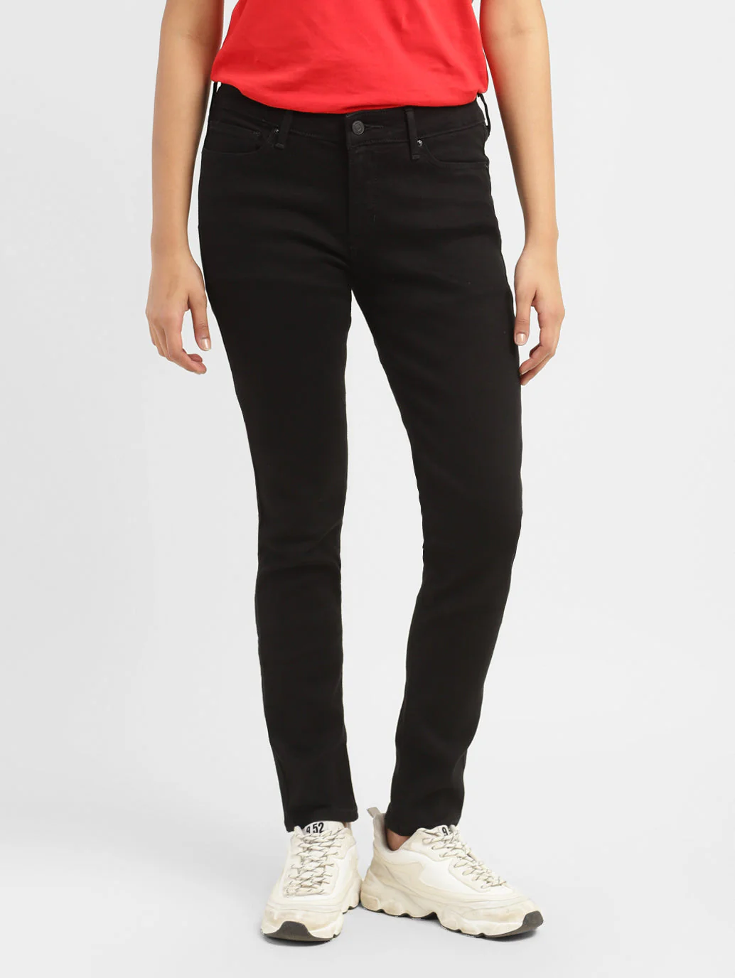 Women's 711 Black Skinny Fit Mid Rise Jeans - Image 2