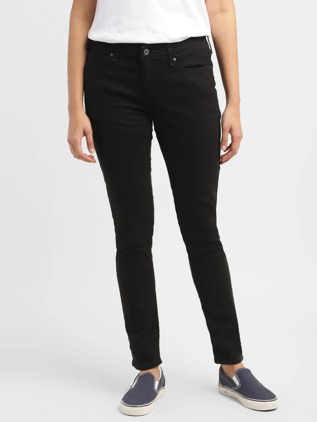 Women's 711 Black Skinny Fit Mid Rise Jeans - Image 2